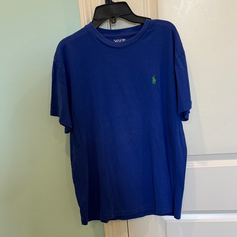 Ralph Lauren Men's Royal Blue Tee with Green Logo